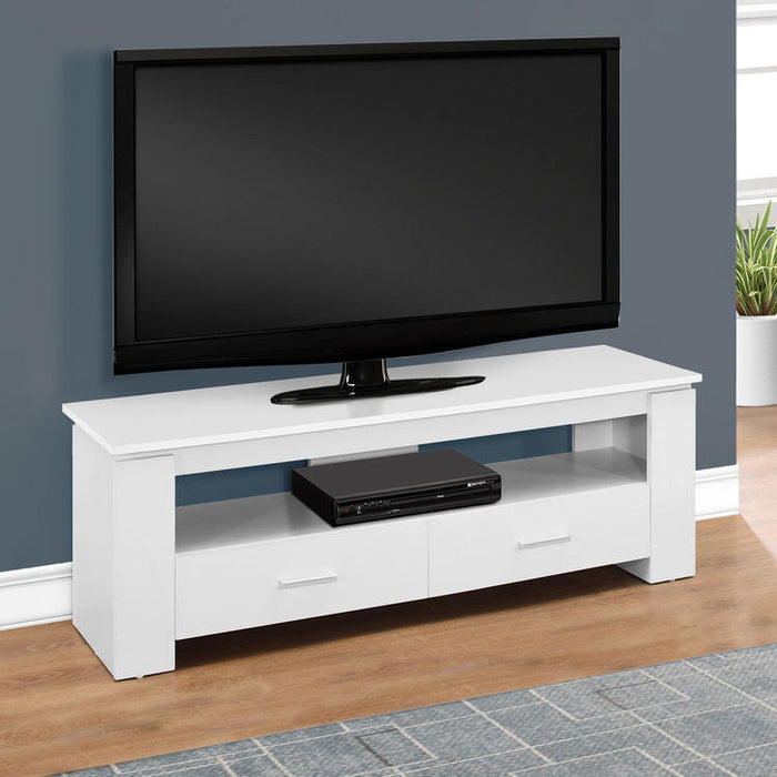 Monarch Specialties I 2601 | Meuble TV - 48" - 2 Tiroirs de rangement - Blanc-SONXPLUS Joliette