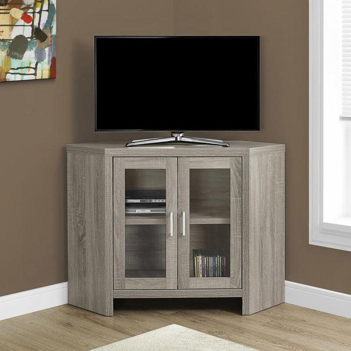 Monarch Specialties I 2701 | Meuble TV - 42" - En coin - Portes vitrés - Taupe Foncé-SONXPLUS Joliette