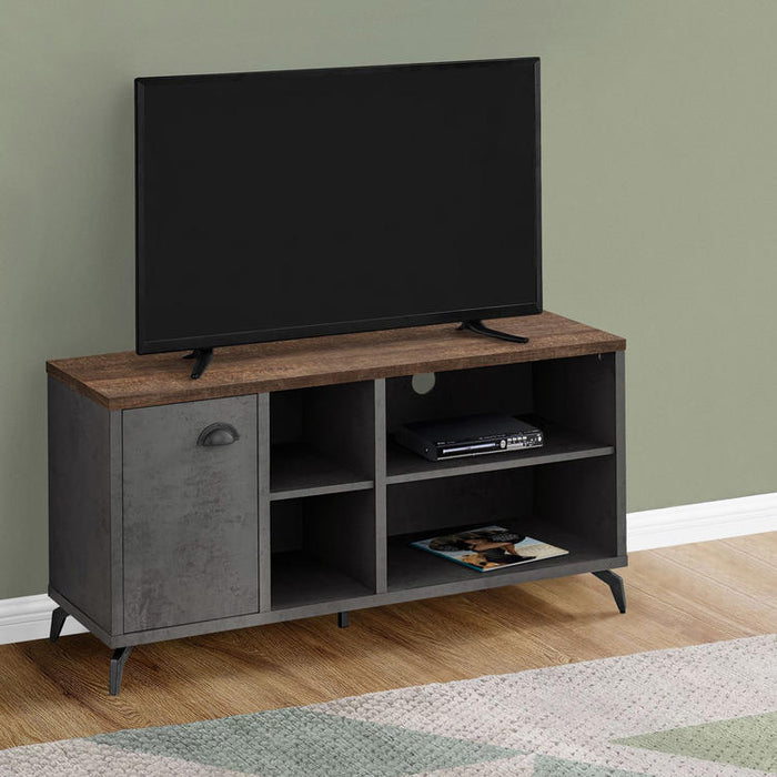 Monarch Specialties I 2830 | TV stand - 48" - Imitation wood - Medium brown - Grey imitation concrete-SONXPLUS Joliette