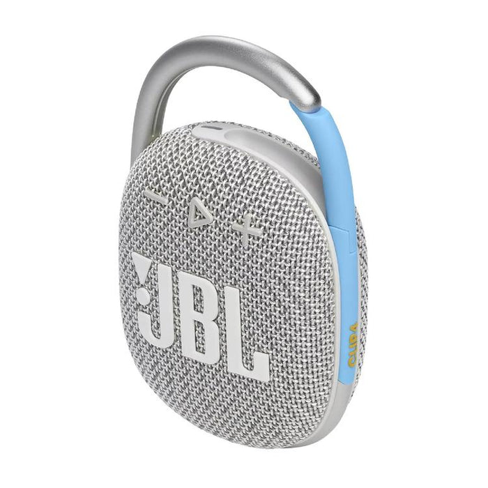 JBL Clip 4 Eco | Haut-parleur - Ultra-portable - Étanche - Bluetooth - Mousqueton intégré - Blanc-SONXPLUS Joliette