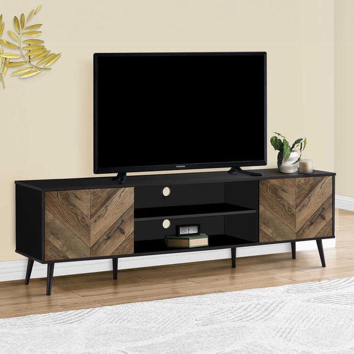 Monarch Specialties I 2781 | Meuble pour téléviseur 72'' - Base noir - Avec 2 portes simili-bois-SONXPLUS Joliette