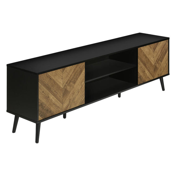 Monarch Specialties I 2781 | 72'' TV stand - Black base - With 2 wood effect doors-SONXPLUS Joliette