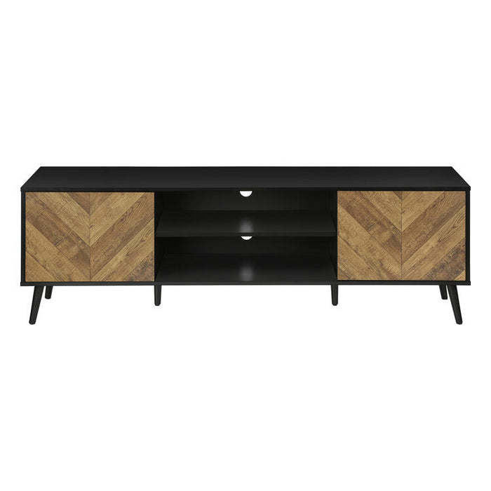 Monarch Specialties I 2781 | 72'' TV stand - Black base - With 2 wood effect doors-SONXPLUS Joliette