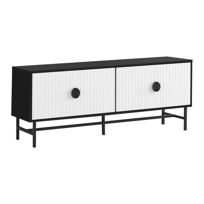 Monarch Specialties I 2732 | 60'' TV stand - Black metal base - 2 white doors-SONXPLUS Joliette