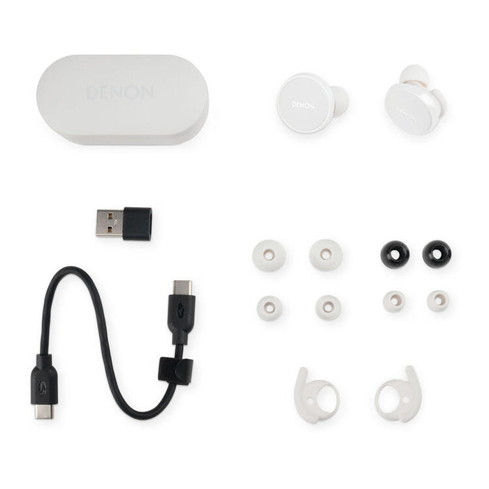 Denon PERL PRO | In-Ear Headphones - Wireless - Bluetooth - Masimo Adaptive Acoustic Technology - White-SONXPLUS Joliette