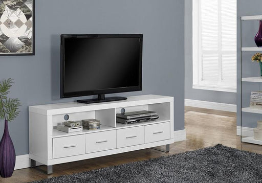 Monarch Specialties I2518 | TV stand - 60" - 4 Drawers - White-SONXPLUS Joliette