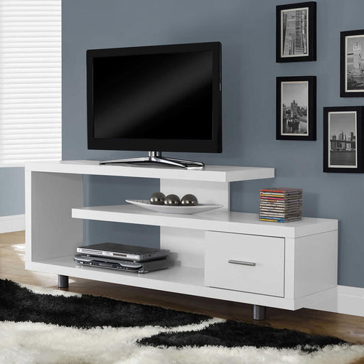 Monarch Specialties I2573 | TV stand - 60" - 1 Drawer - White-SONXPLUS Joliette