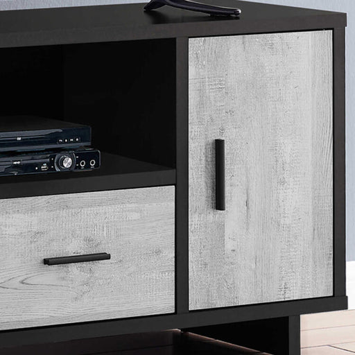 Monarch Specialties I2804 | Meuble TV - 48" - 1 Tiroir - 1 Armoire - Gris et Noir-SONXPLUS Joliette