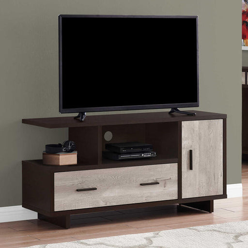 Monarch Specialties I2805 | TV stand - 48" - 1 Drawer - 1 Cabinet - Espresso/Taupe-SONXPLUS Joliette