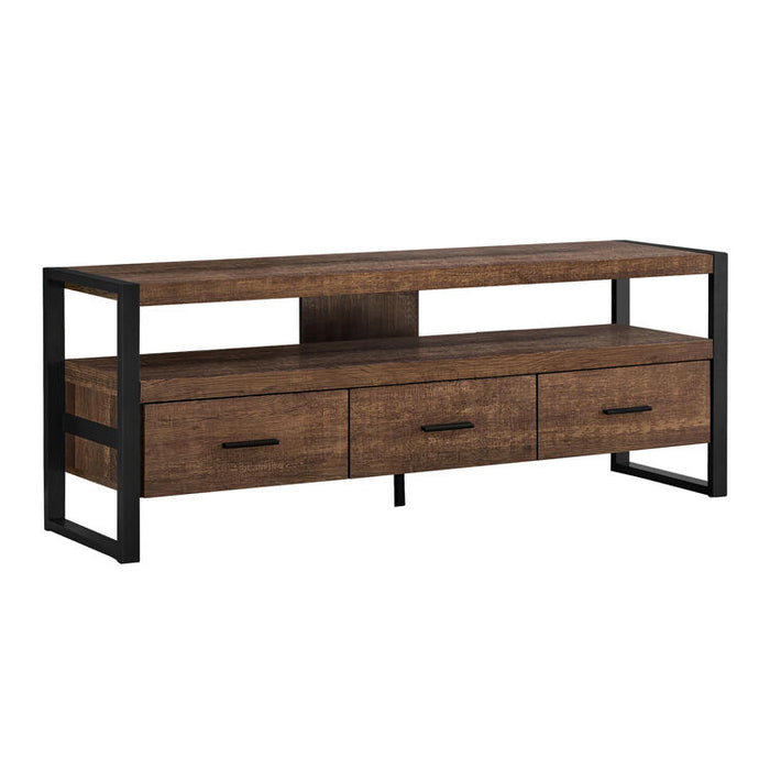 Monarch Specialties I2820 | TV stand - 60" - 3 Drawers - Dark brown-SONXPLUS Joliette