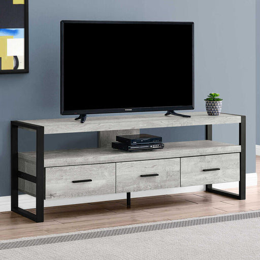 Monarch Specialties I2821 | TV stand - 60" - 3 Drawers - Grey-SONXPLUS Joliette