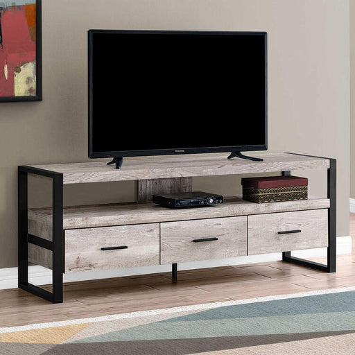 Monarch Specialties I2822 | TV stand - 60" - 3 Drawers - Taupe-SONXPLUS Joliette