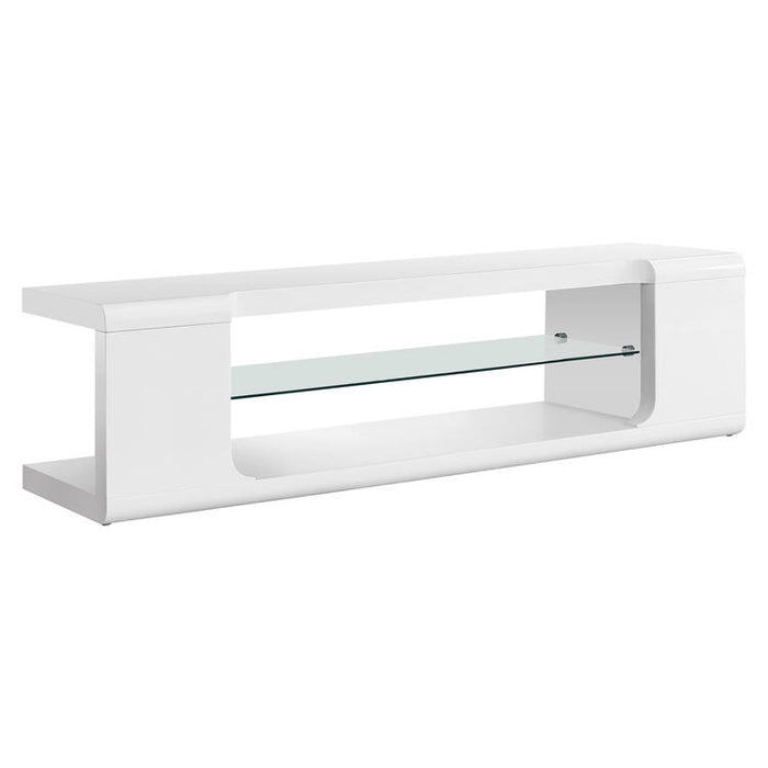 Monarch Specialties I3535 | Meuble TV - 60" - 1 Tablette en verre - Blanc-SONXPLUS Joliette