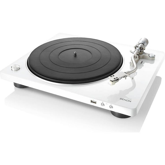 Denon DP-450USB | Table tournante Hi-Fi - Port USB - Bras de lecture en "S" - Blanc-SONXPLUS Joliette