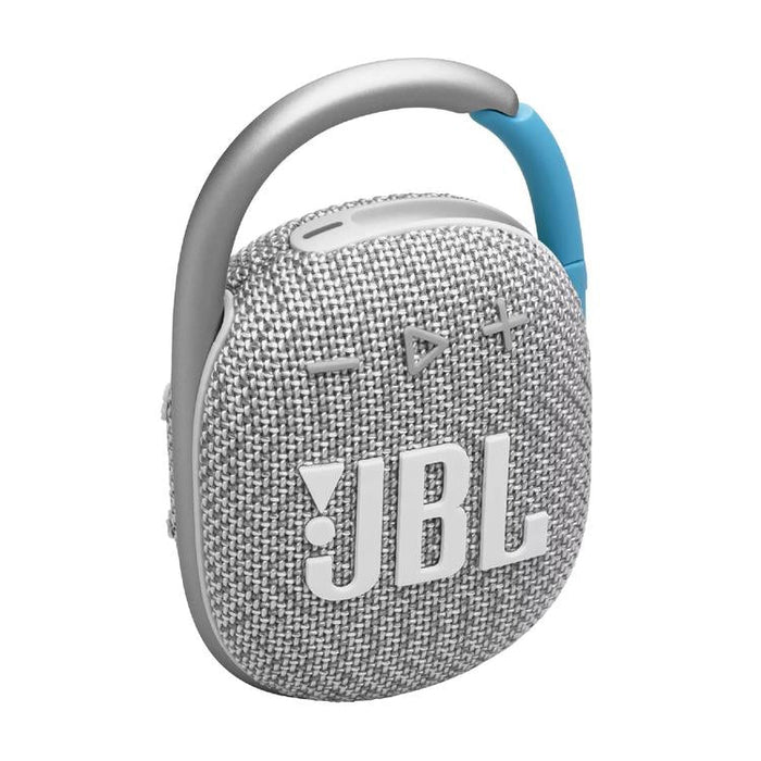 JBL Clip 4 Eco | Haut-parleur - Ultra-portable - Étanche - Bluetooth - Mousqueton intégré - Blanc-SONXPLUS Joliette