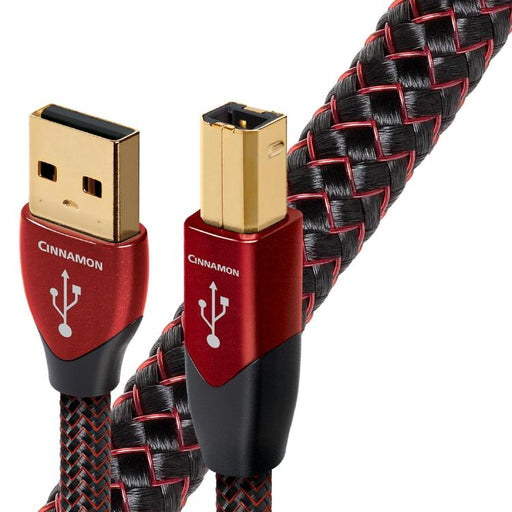 Audioquest Cinnamon | USB A to USB B Cable - USB 2.0 Version - 1.25% Solid Silver Conductor - 1.5 Meters-Sonxplus Joliette