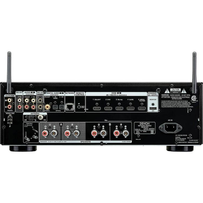 Denon DRA800H | 2.1 Channel AV Stereo Receiver - AM/FM - HEOS - 100 W / Channel - Black-SONXPLUS.com