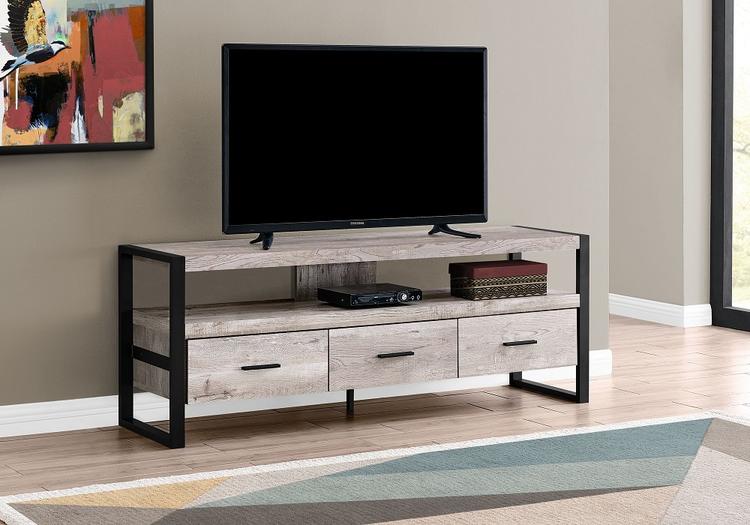 Monarch Specialties I2822 | TV stand - 60" - 3 Drawers - Taupe-Sonxplus 