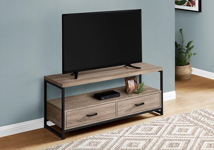 Monarch Specialties I2872 | TV stand - 48" - 2 Storage drawers - Dark taupe-Sonxplus 